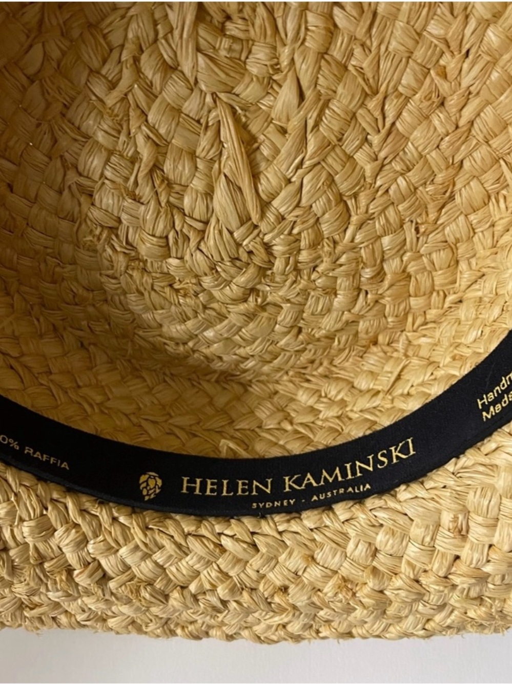 Helen Kaminski Natural Straw Sun Hat with Black Ribbon Tie - Picture 4 of 10
